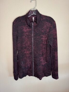 Athleta Shanti Jacquard Full Zip Jacket in Antique Burgundy Large